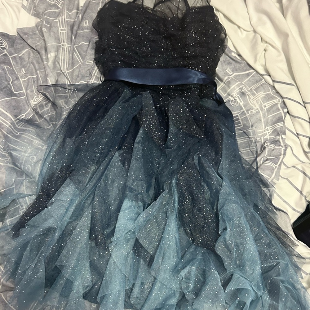 Teeze Me Black and Blue Sweetheart Prom Gown